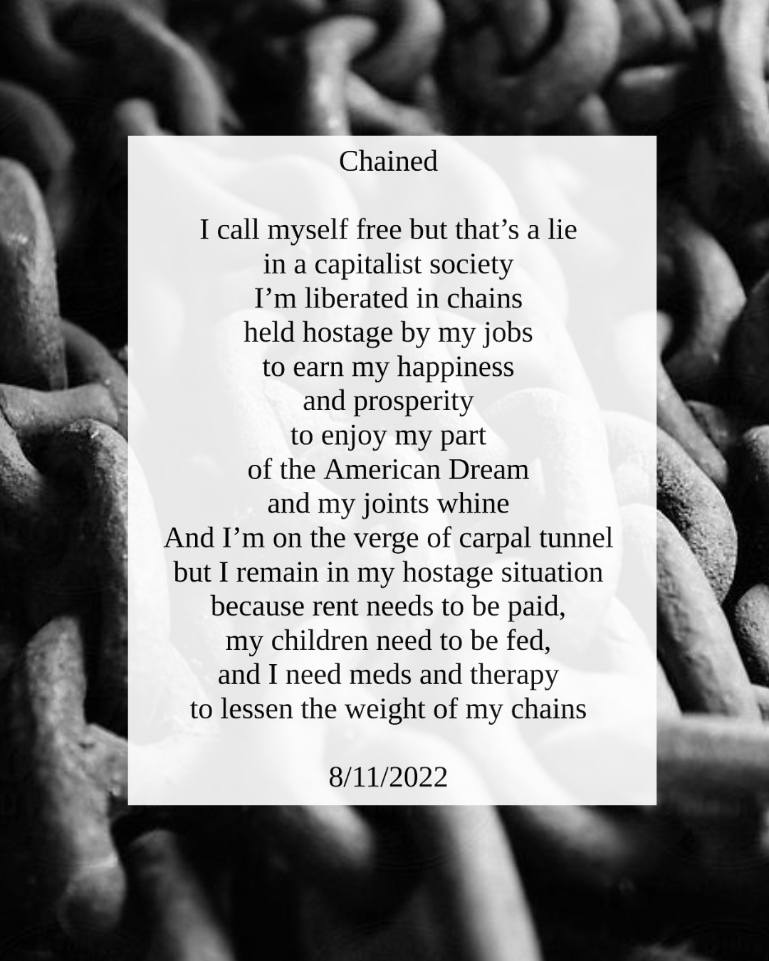 Poem of the Day: Chained – Life on the BPD